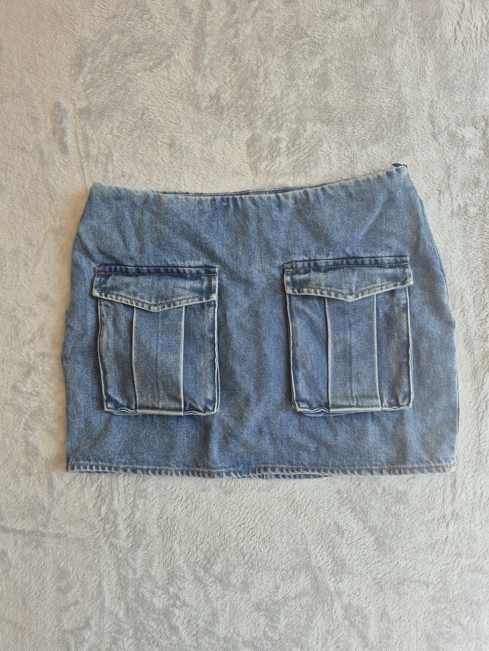 GREY LAB Blue Denim Mini Skirt with Front Pockets